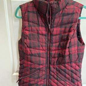 Talbots Red and Black Plaid Vest